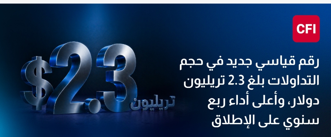 CFI تتجاوزة 2.3 تريليون دولار في التداولات  